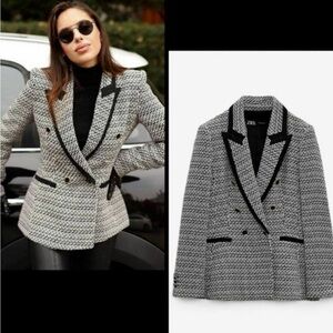 Zara Black and White Blazer